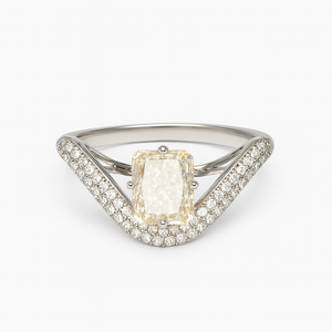 Pale Yellow Crystal Chevron Ring - PEACORA