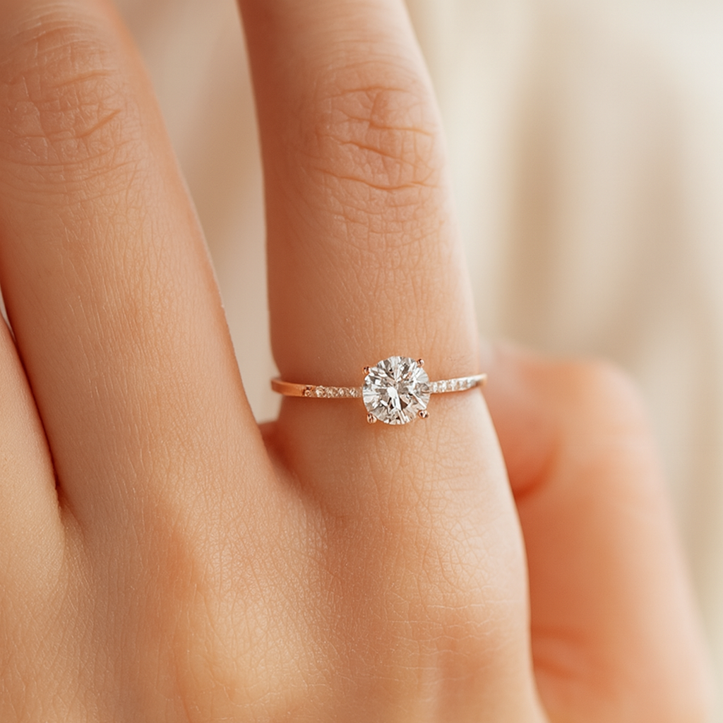 Rose Gold Tone Crystal Ring - PEACORA