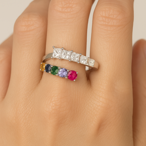 Rainbow Open Band Gemstone Ring - PEACORA