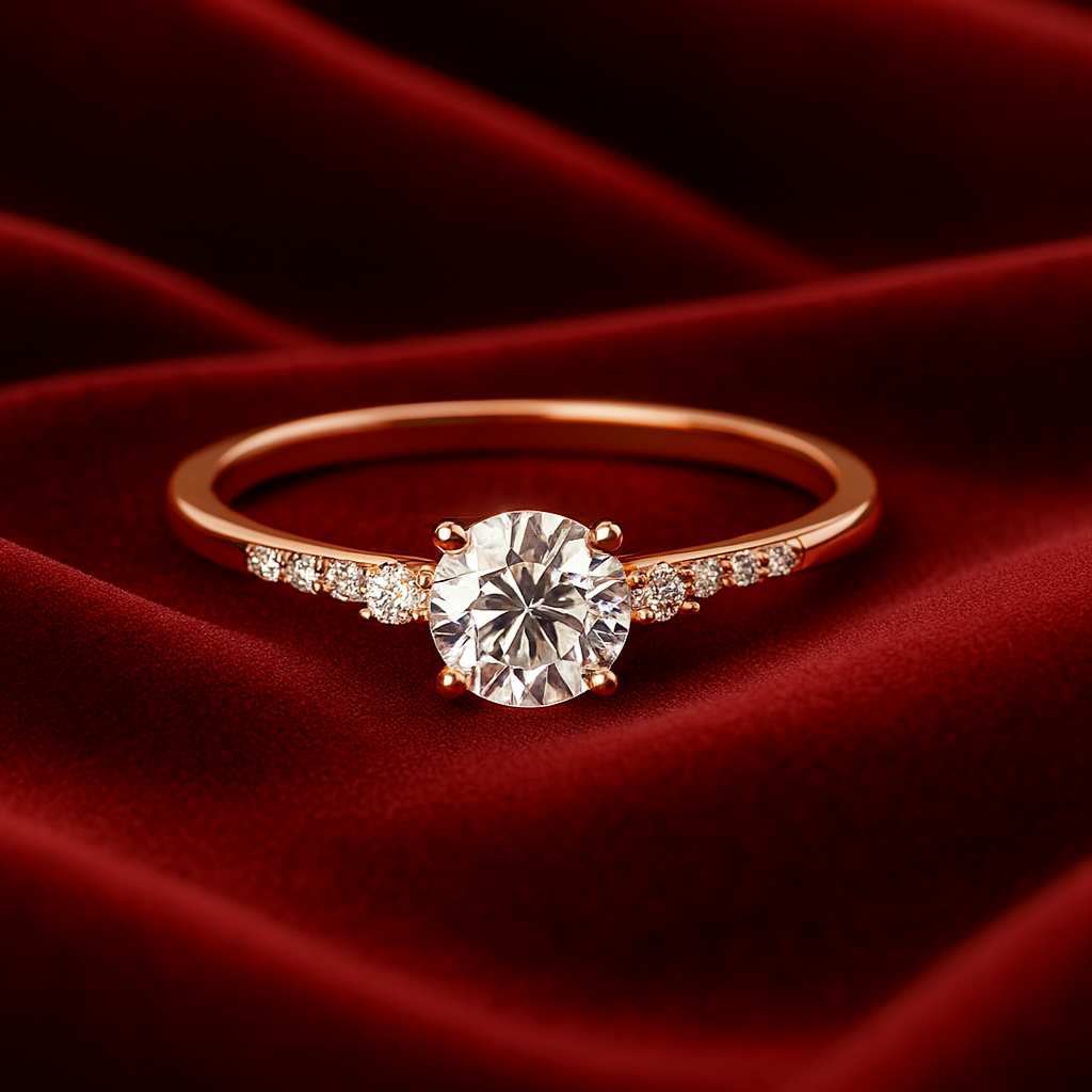 Rose Gold Tone Crystal Ring - PEACORA