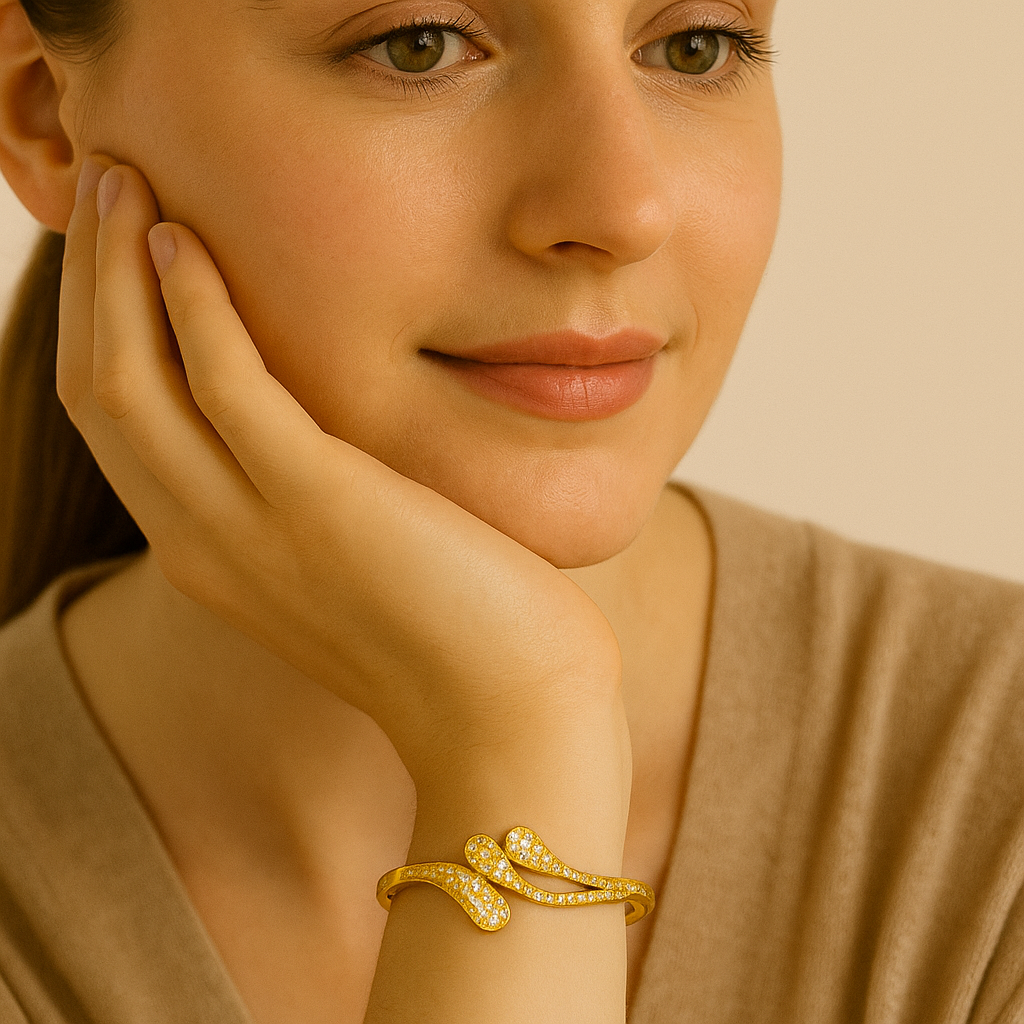 Radiant Waves 14K Gold Bangle - PEACORA