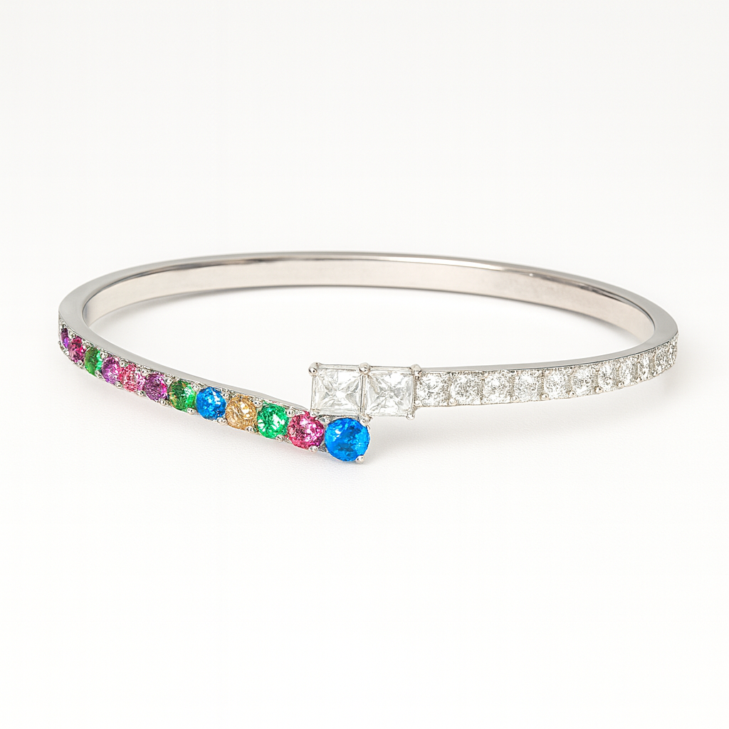 Radiant Harmony Sterling Silver Bangle - PEACORA
