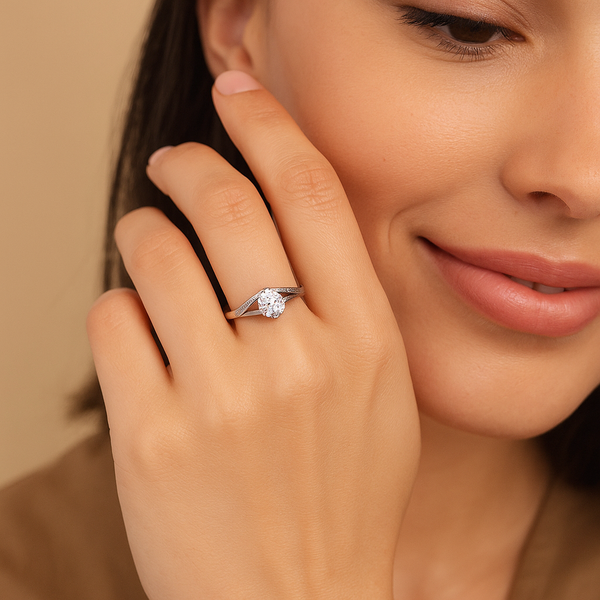 Twisted Halo Moissanite Engagement Ring