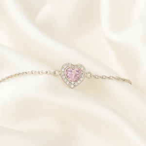 Blush Heart Sterling Silver Bracelet - PEACORA