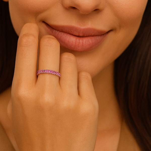 Pink Eternity Pave Band Ring