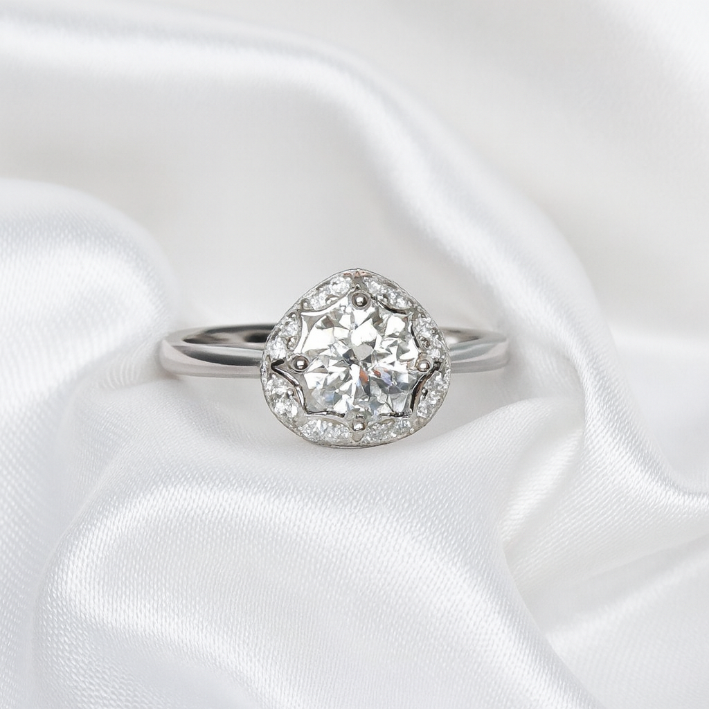 Victorian Halo Moissanite Ring