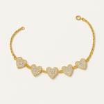 Load image into Gallery viewer, Cascading Hearts 14K Gold-Plated Sterling Silver Bracelet - PEACORA

