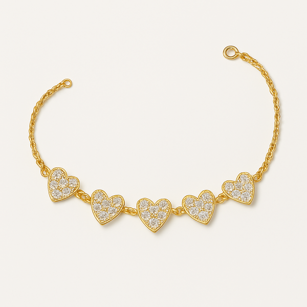 Cascading Hearts 14K Gold-Plated Sterling Silver Bracelet - PEACORA