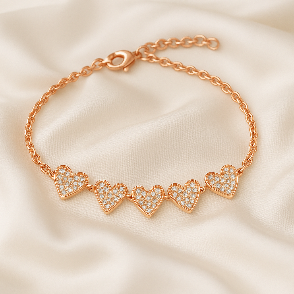 Cascading Hearts 14K Rose Gold-Plated Sterling Silver Bracelet - PEACORA