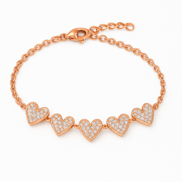 Cascading Hearts 14K Rose Gold-Plated Sterling Silver Bracelet - PEACORA