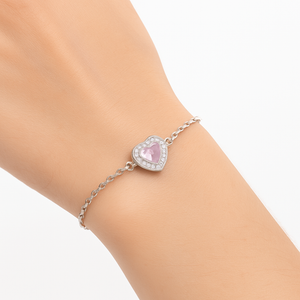 Blush Heart Sterling Silver Bracelet - PEACORA
