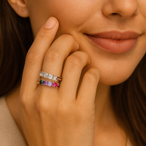 Rainbow Open Band Gemstone Ring - PEACORA