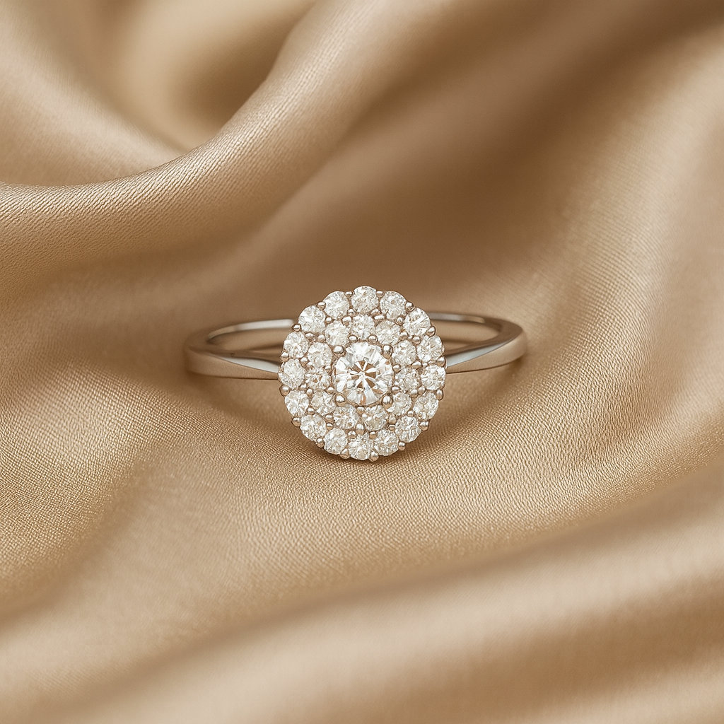 Elegant Halo Cluster Ring - PEACORA