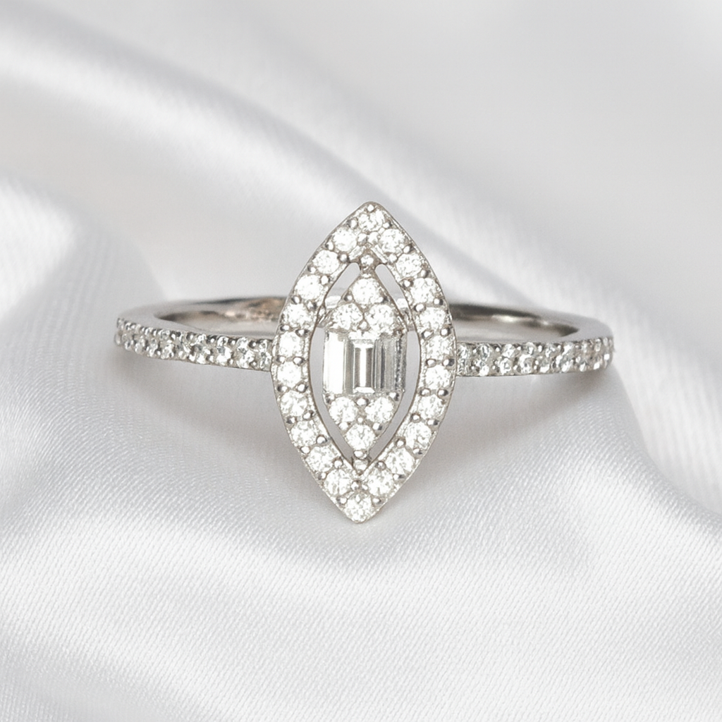 Marquise Double Halo Ring - PEACORA