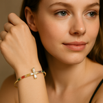 Load image into Gallery viewer, Radiant Sunburst Gold Plated Stainless Steel Bracelet - PEACORA
