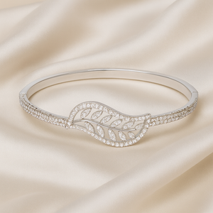 Elegant Leaf Sparkle Bangle - PEACORA