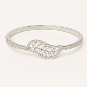 Elegant Leaf Sparkle Bangle - PEACORA