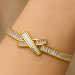 Load image into Gallery viewer, Radiant X-Cross Gold Plated Stainless Steel Bangle - PEACORA
