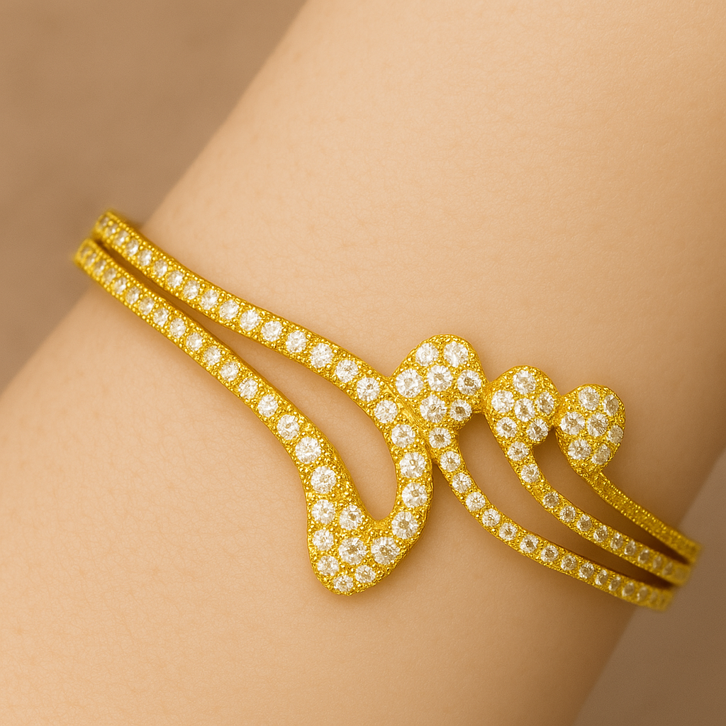 Radiant Waves 14K Gold Bangle - PEACORA