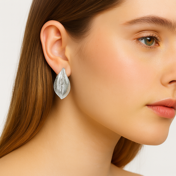 Silver Whisper Leaf Drop Earrings - PEACORA