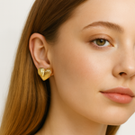 Load image into Gallery viewer, Textured Heart Stud Earrings - PEACORA
