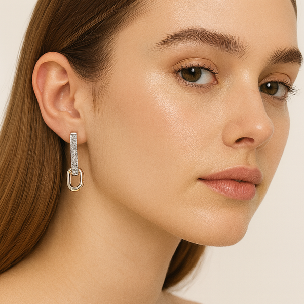 Modern Asymmetrical Link Drop Earrings - PEACORA