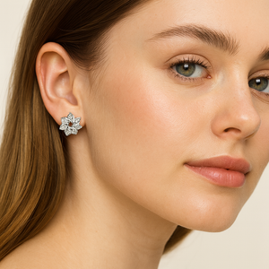 Radiant Floral Diamond Stud Earrings - PEACORA