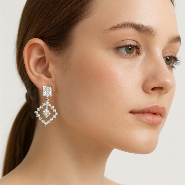 Princess Cut Diamond Drop Earrings - PEACORA