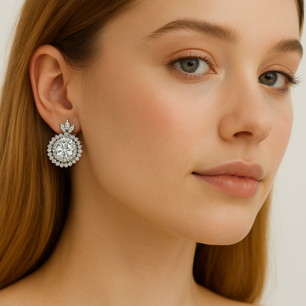 Radiant Blossom Halo Stud Earrings - PEACORA