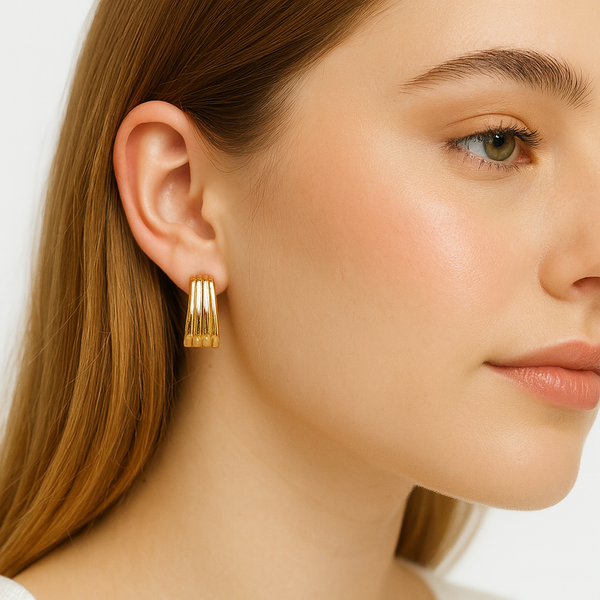 Golden Grace Triple Bar Earrings - PEACORA