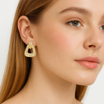 Load image into Gallery viewer, Golden Aura Crystal Drop Earrings - PEACORA
