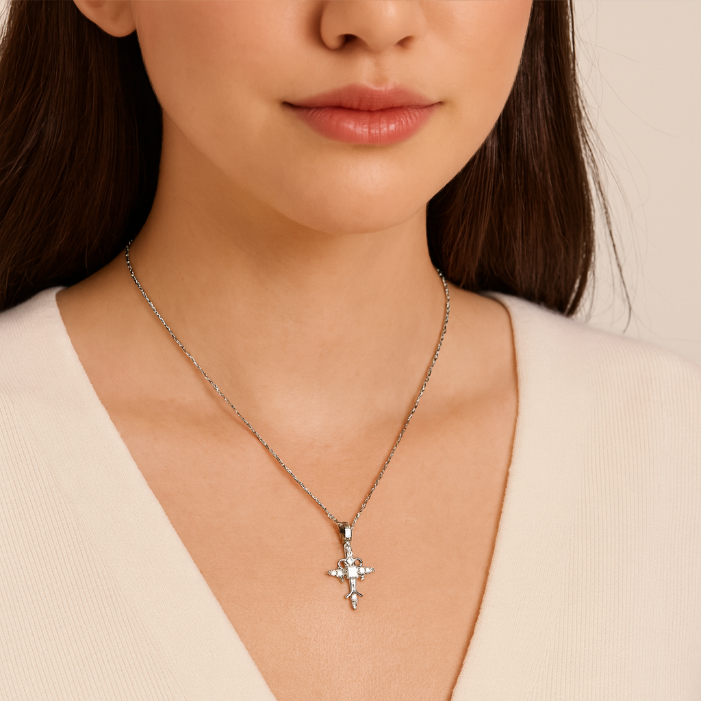 Filigree Cross Pendant Necklace - PEACORA