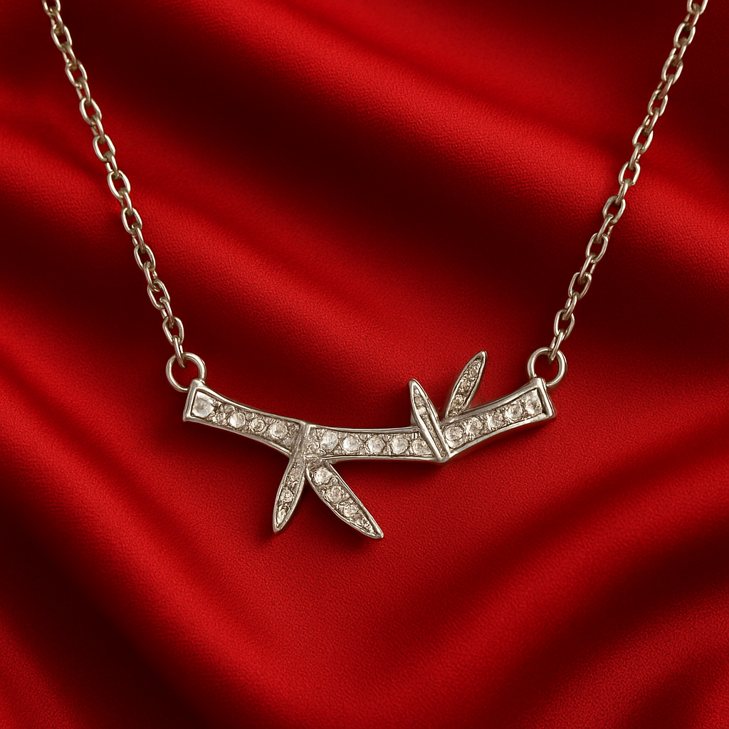 Gold Bamboo-Inspired Pendant Necklace - PEACORA