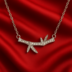 Gold Bamboo-Inspired Pendant Necklace - PEACORA