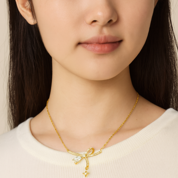 Gold Vermeil Bow and Star Necklace