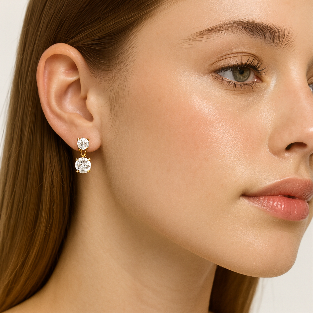 Elegant Gold Double Stud Earrings - PEACORA