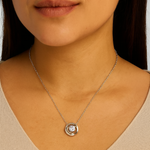 Load image into Gallery viewer, Two-Tone Circle Moissanite Pendant Necklace
