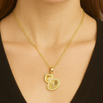 Load image into Gallery viewer, Gold Abstract Radiance Pendant Necklace - PEACORA
