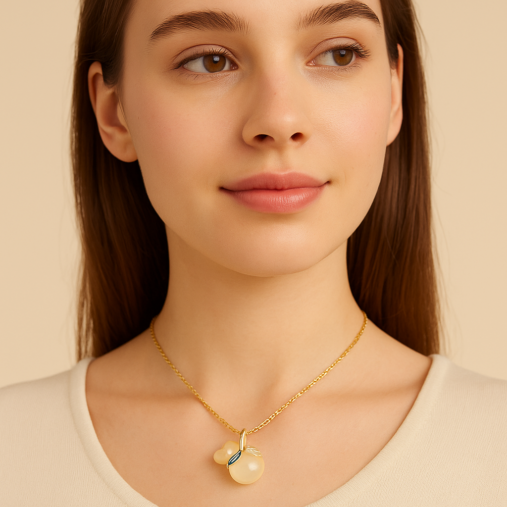 Golden Peach Gemstone Pendant Necklace