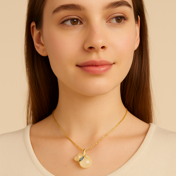 Golden Peach Gemstone Pendant Necklace