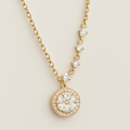 Gold Floral Halo Pendant Necklace - PEACORA