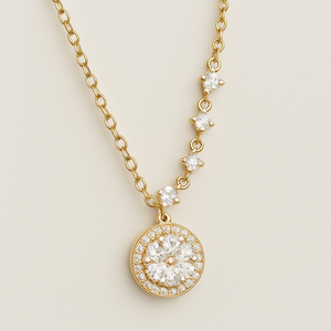 Gold Floral Halo Pendant Necklace - PEACORA