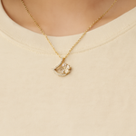Load image into Gallery viewer, Gold Arc Floral Pendant Necklace - PEACORA

