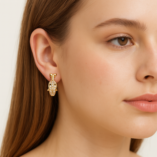 Golden Elephant Pavé Stud Earrings - PEACORA