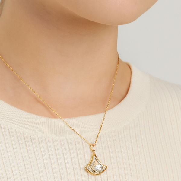 Modern Silver Crystal Pendant Necklace - PEACORA