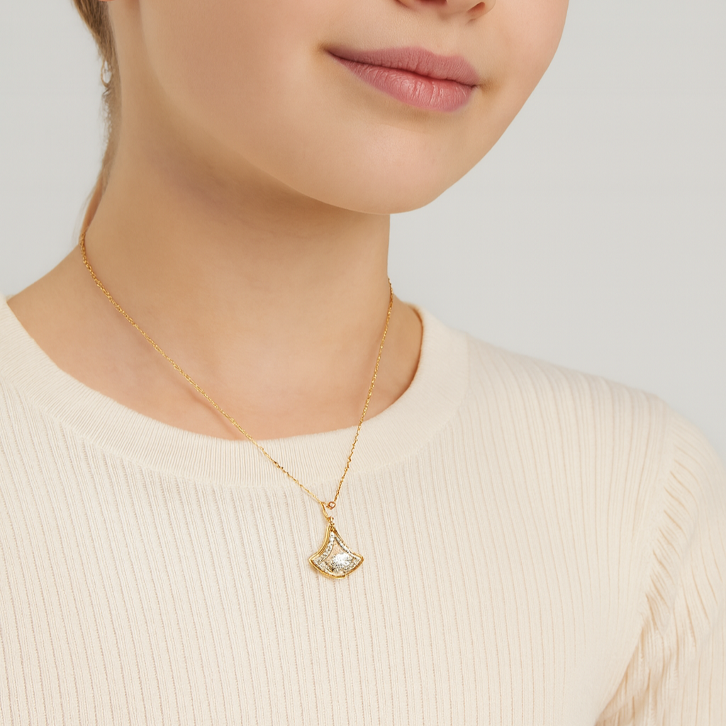 Modern Silver Crystal Pendant Necklace - PEACORA