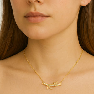 Gold Bamboo-Inspired Pendant Necklace - PEACORA