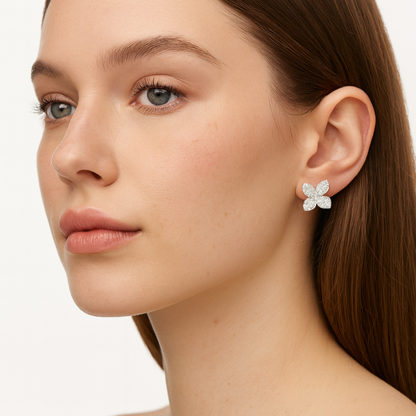Crystal Blossom Pavé Stud Earrings - PEACORA