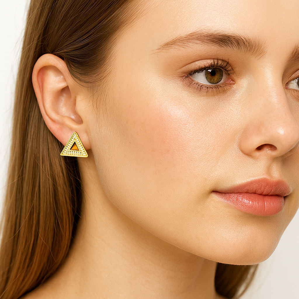 Geometric Triangle Diamond Earrings - PEACORA
