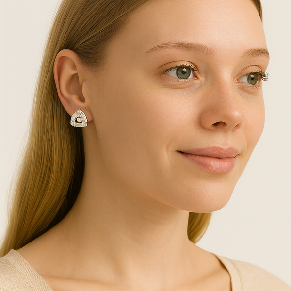 Triangular Baguette Diamond Earrings - PEACORA